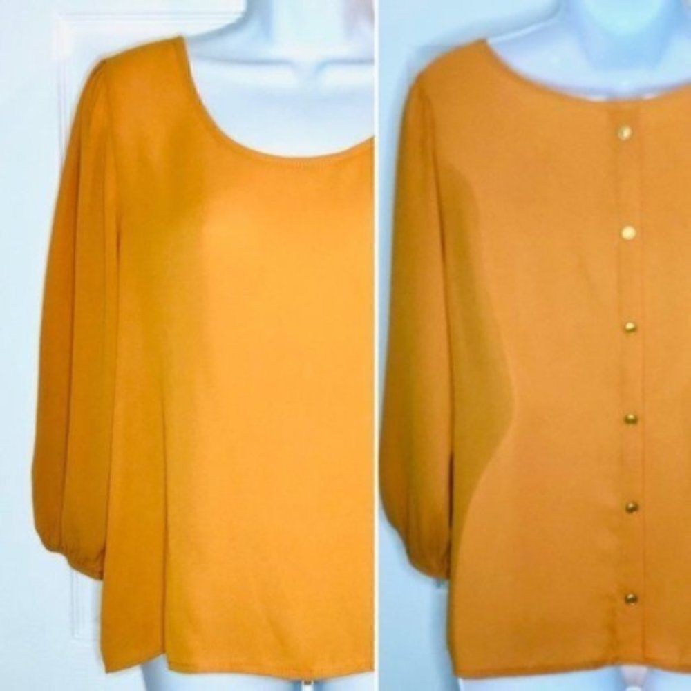 Brenda’s Button Back Blouse Mustard Yellow S